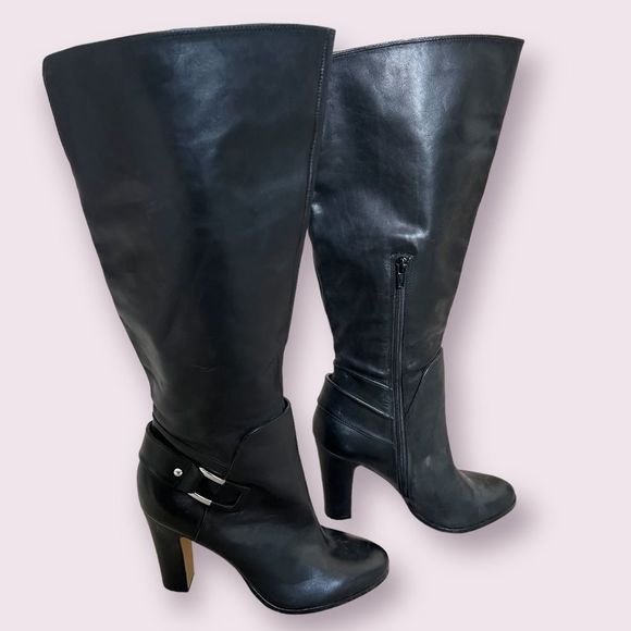 SEND OFFERS! Vince Camuto NWOT Cheree Leather Tall Black Leather Boots. Size 10 - Picture 1 of 6